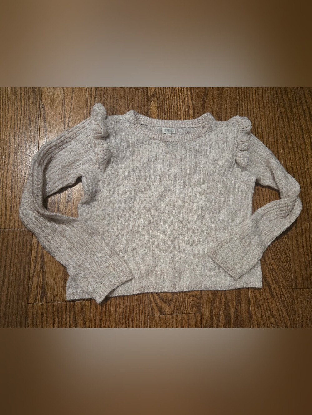 Gymboree Light Cream Ruffle-Shoulder Long Sleeve Tee